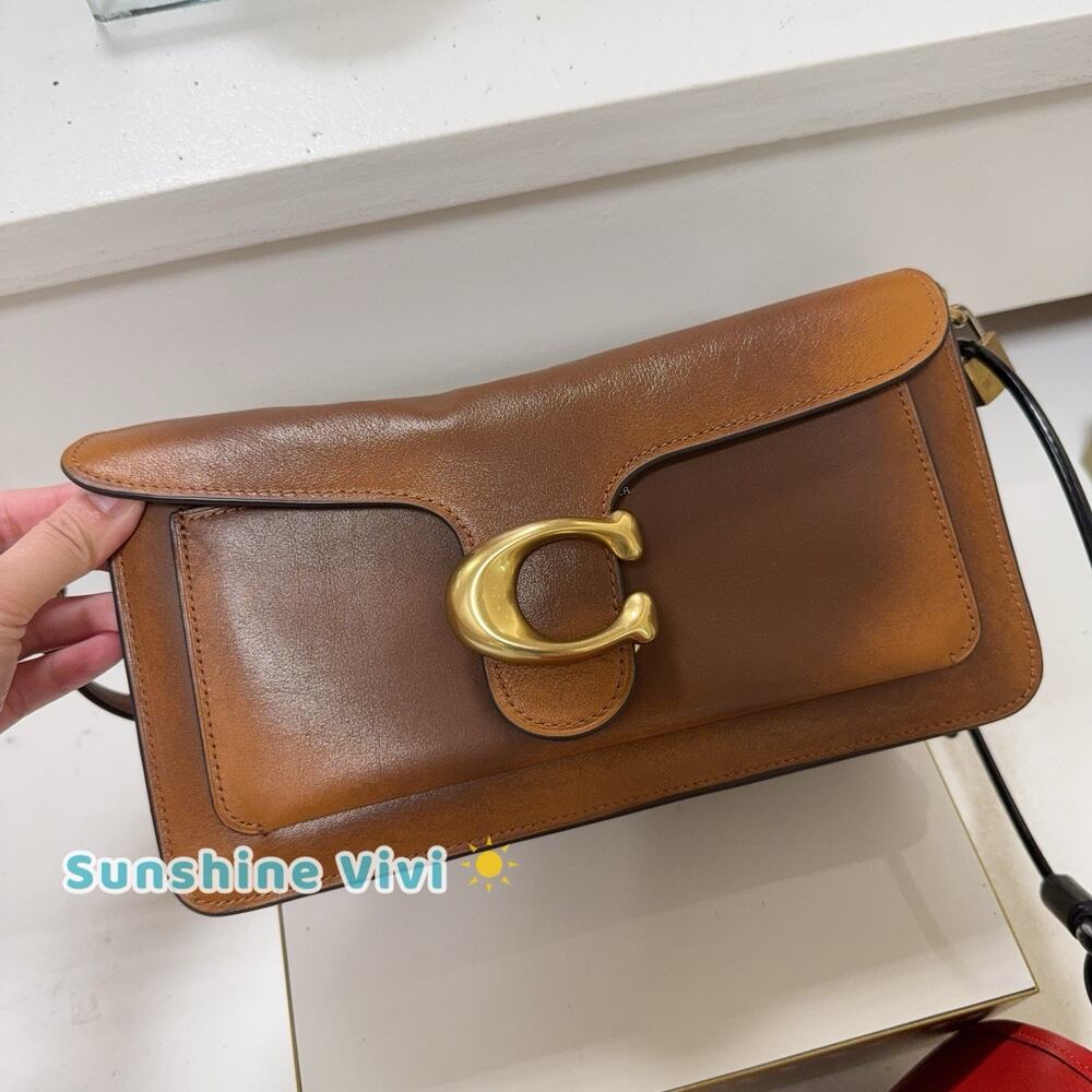 NWT COACH Tabby Shoulder Bag 26 Loved Leather CEW74 Brass/Brown grain leather